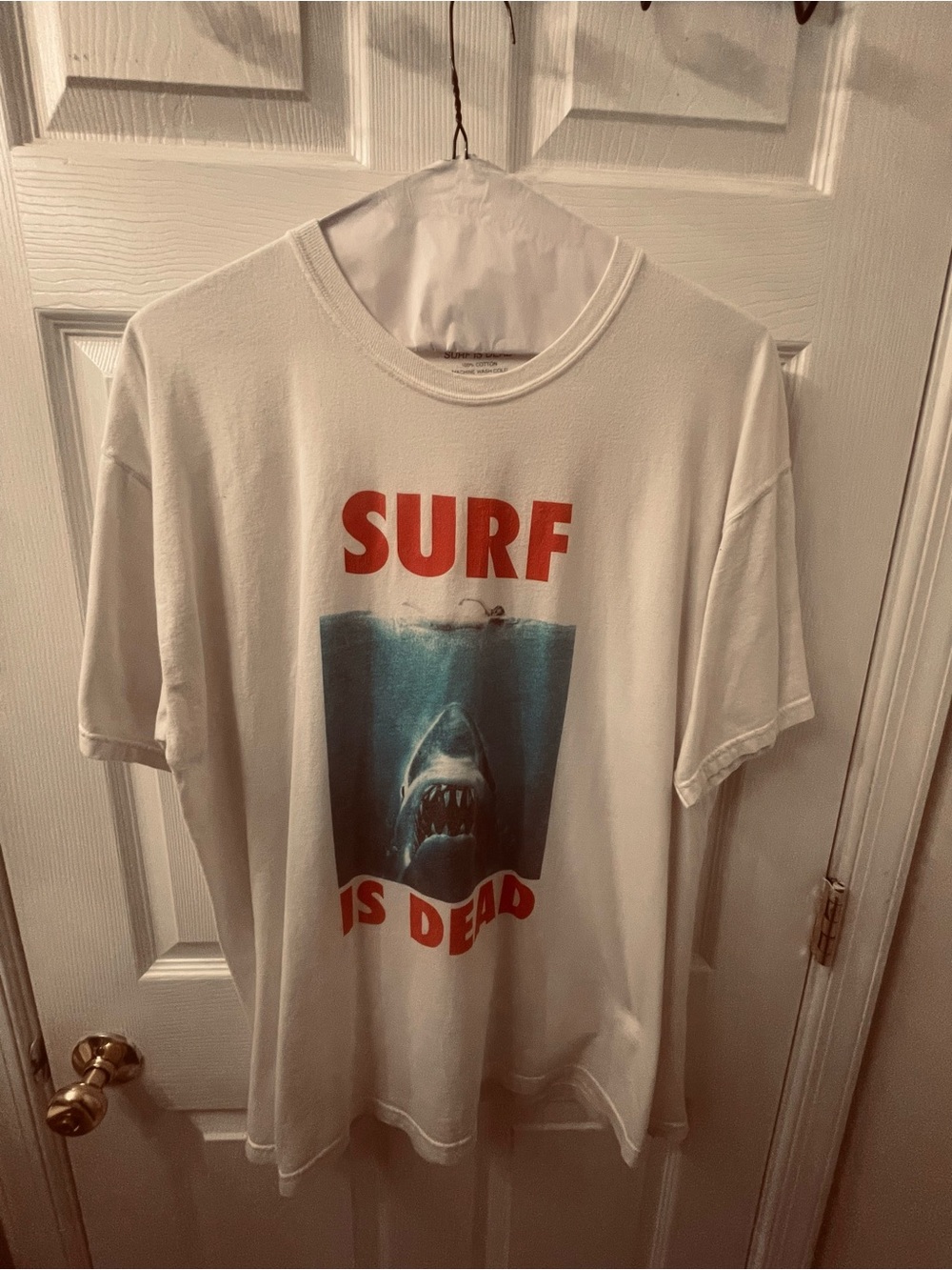 Vintage Surf Is Dead Teeshirt - Short Sleeve Crew Neck Tee - XL - Red White y2k